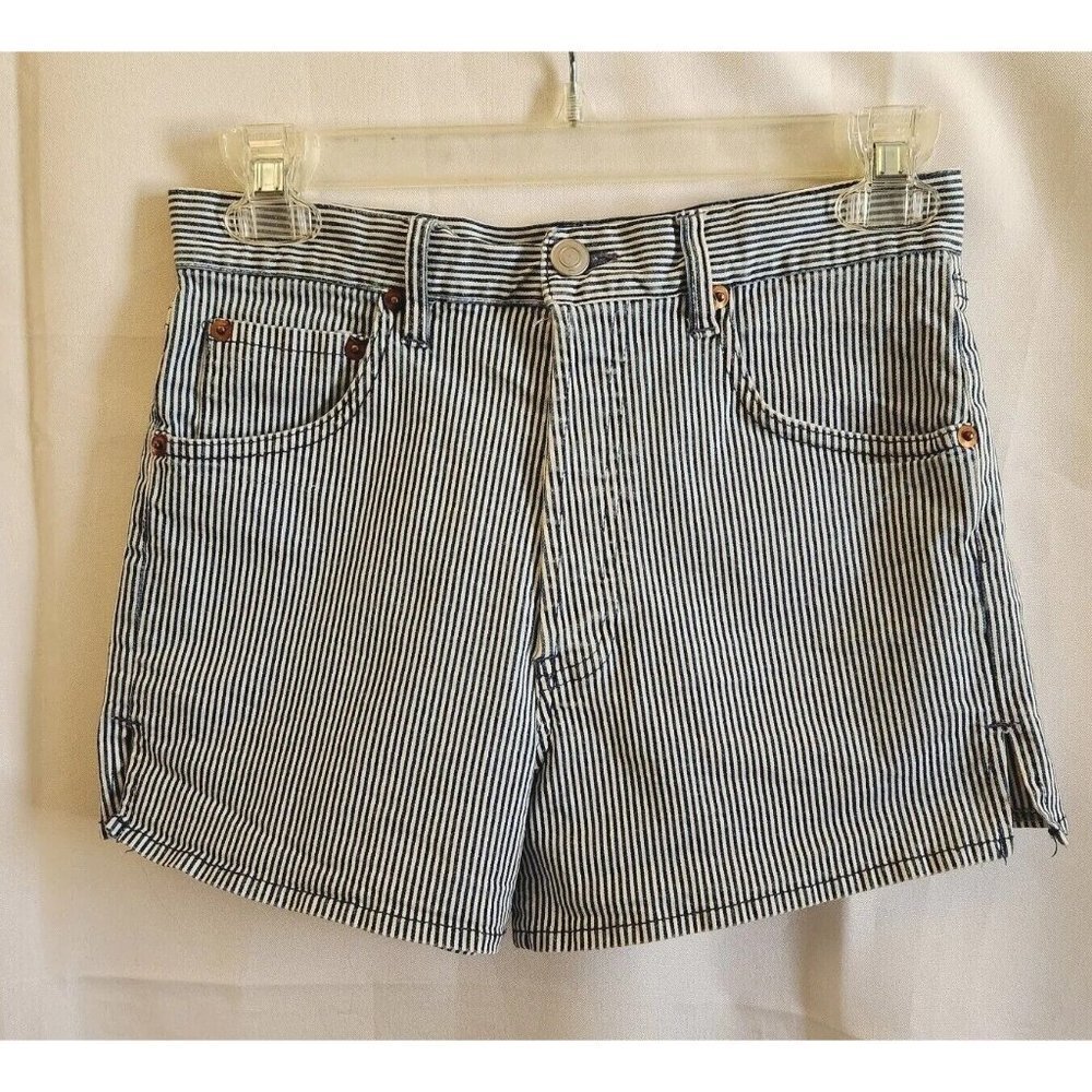 Melville Striped Denim Shorts Junior Size 40 Italian Small US Cotton Blend
